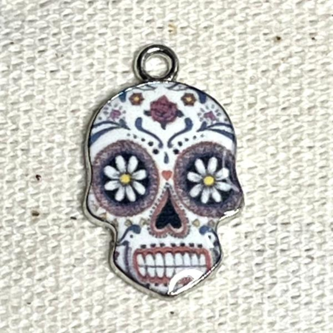 エナメルスカルヘッドシルバーベースチャーム/ドクロ