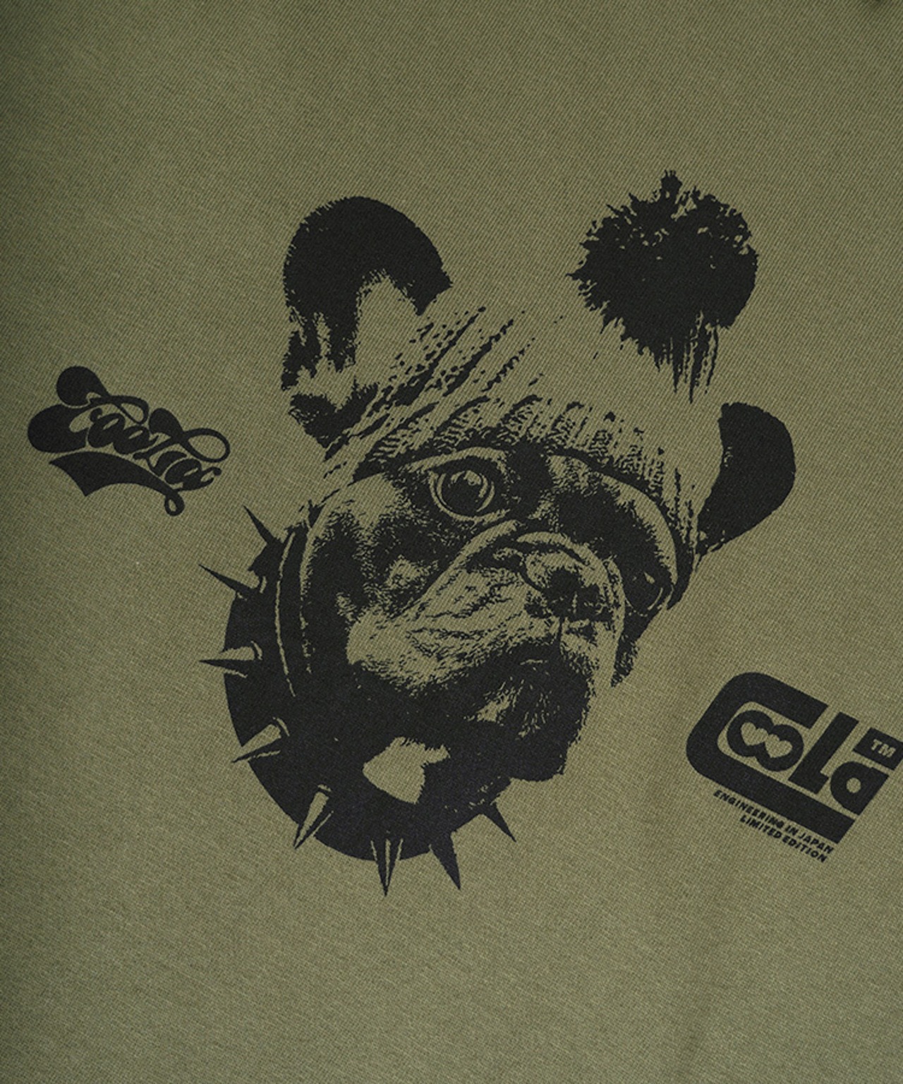 COOLAブルドッグプリントベーシックTシャツ (KHAKI)　CQ-49004
