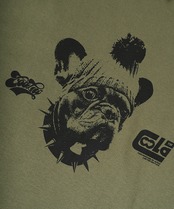 COOLAブルドッグプリントベーシックTシャツ (KHAKI)　CQ-49004