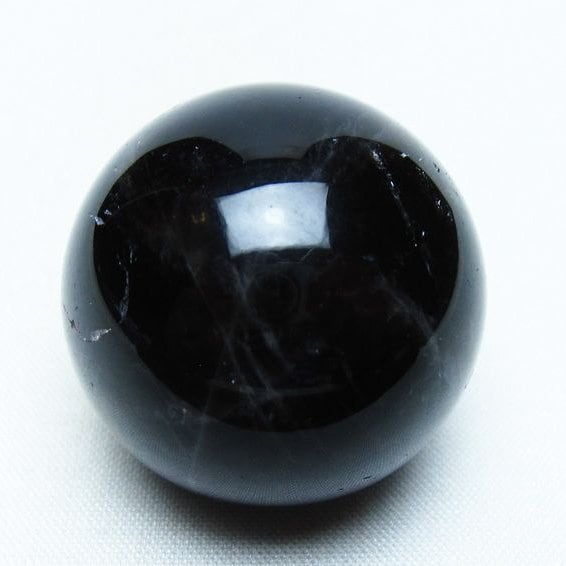 天然石 ブラック桜瑪瑙のスフィア　丸玉　置物G.141 モリオン 丸玉 34mm 黒水晶 スフィア 置物 一点物 141-8010 | 天然石