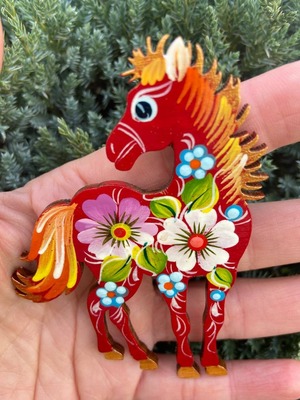 ペトリキフカ塗りのマグネット 2026/午年モデル　馬（Khomenko製作）