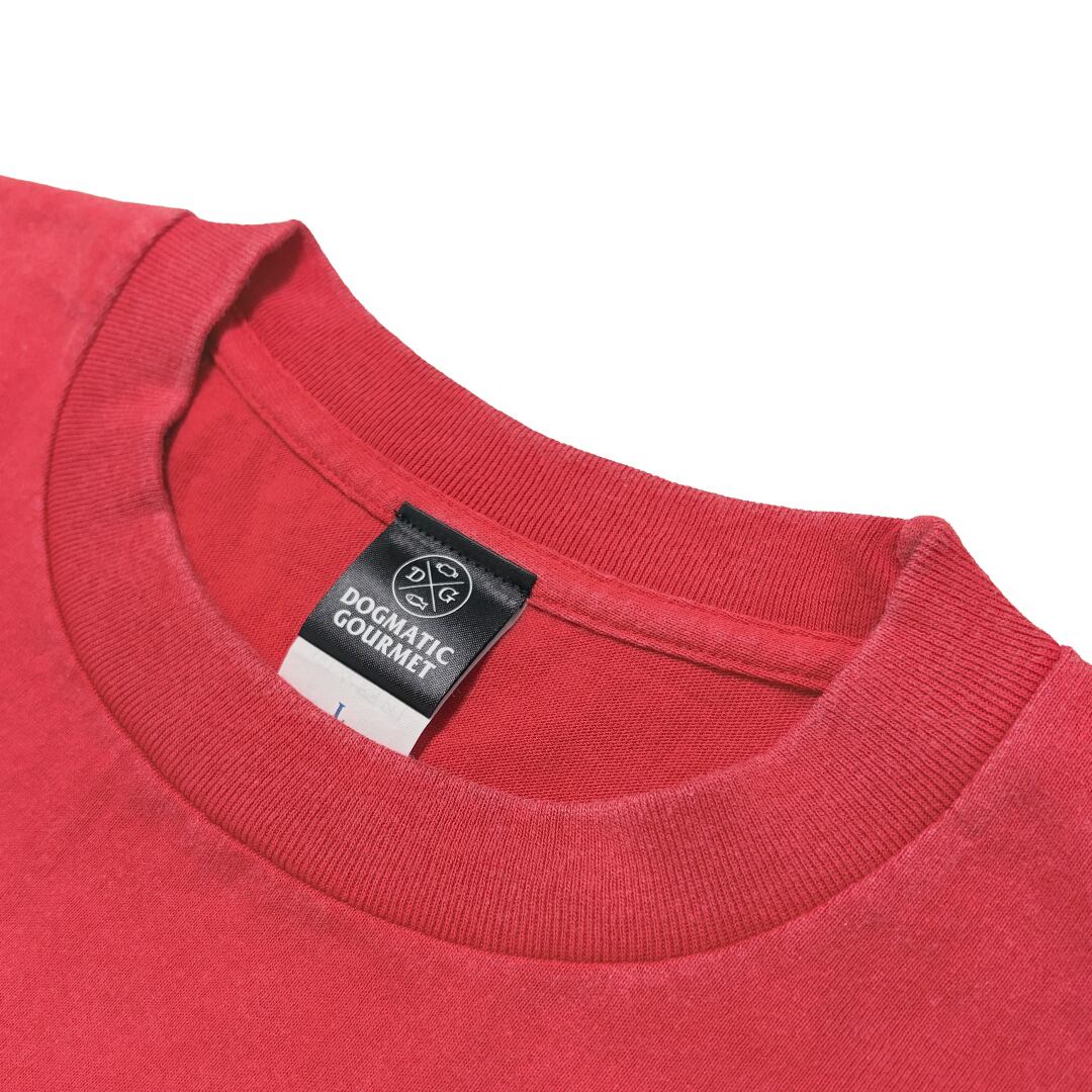 DG160 】DOGMATIC HAMBURGER T-SHIRT (FADE WASH BODY) red | DOGMATIC