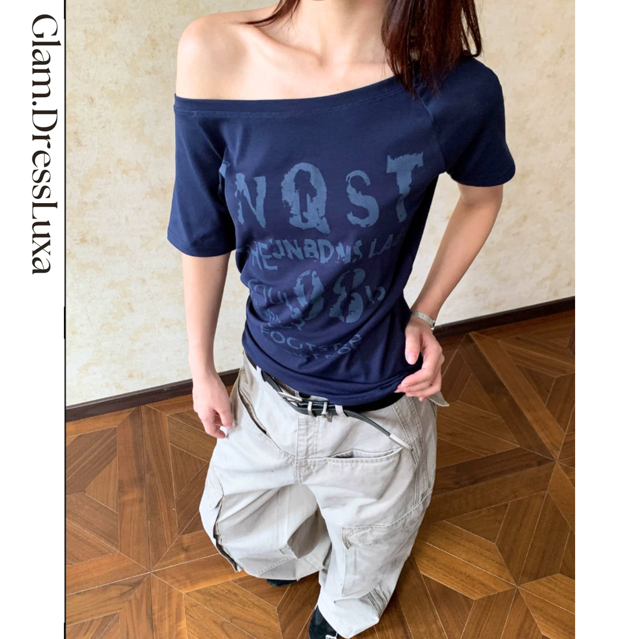 Vintage Logo オフショルTee/2color_T23