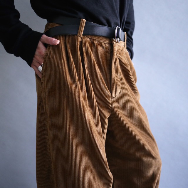 "OLD GAP" 2-tuck tapered silhouette brown wide corduroy pants