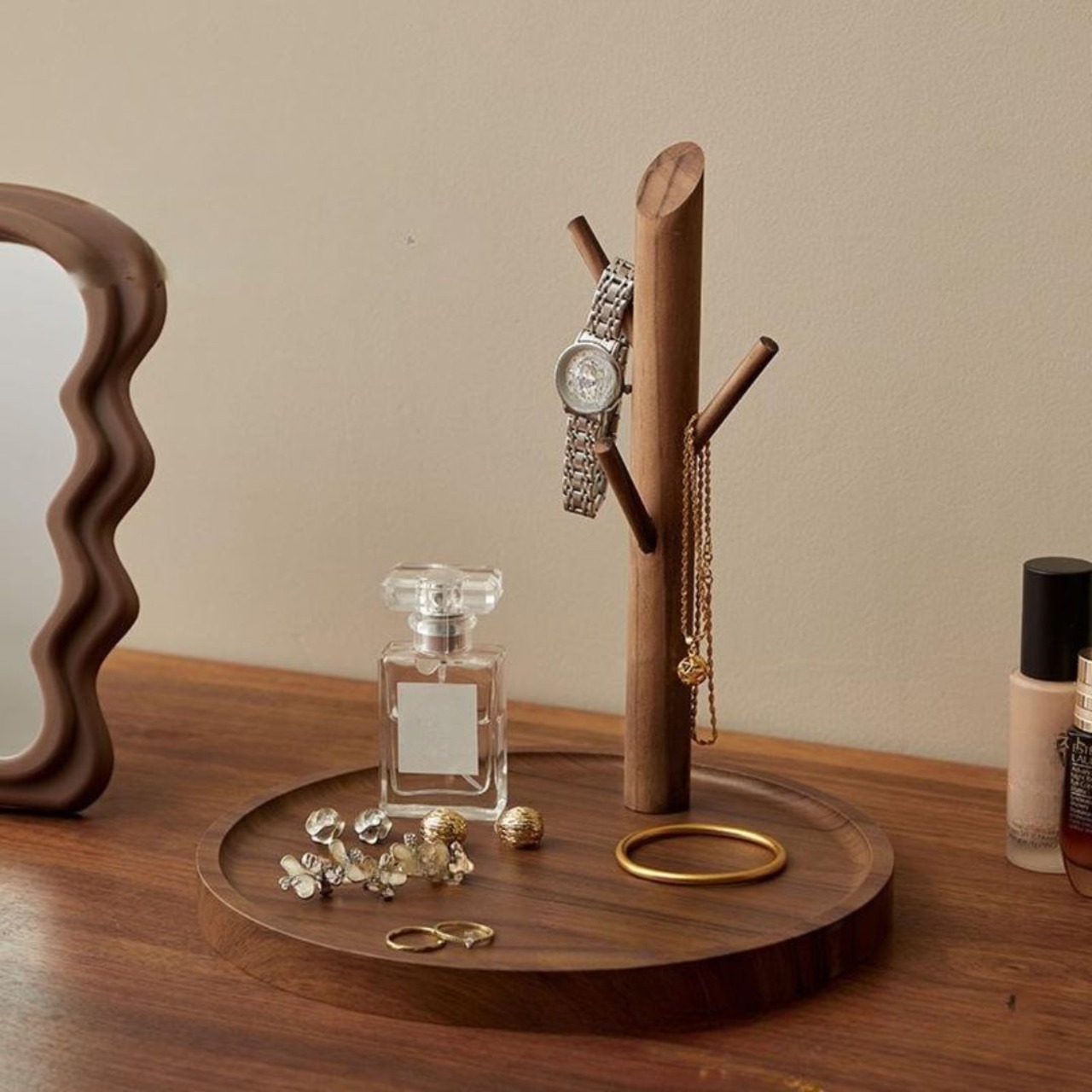 木製 アクセサリースタンド ｜ 木目調 木製インテリア 卓上収納 枝型 ジュエリー 腕時計 小物置き