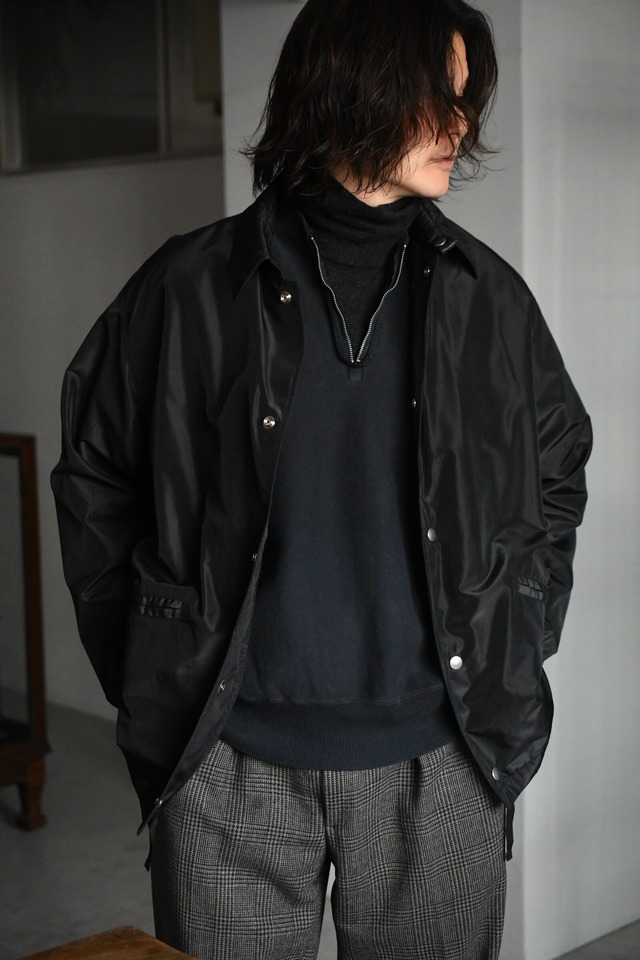 A.PRESSE / Vintage Half Zip Rib Collar Sweatshirt (BLACK)