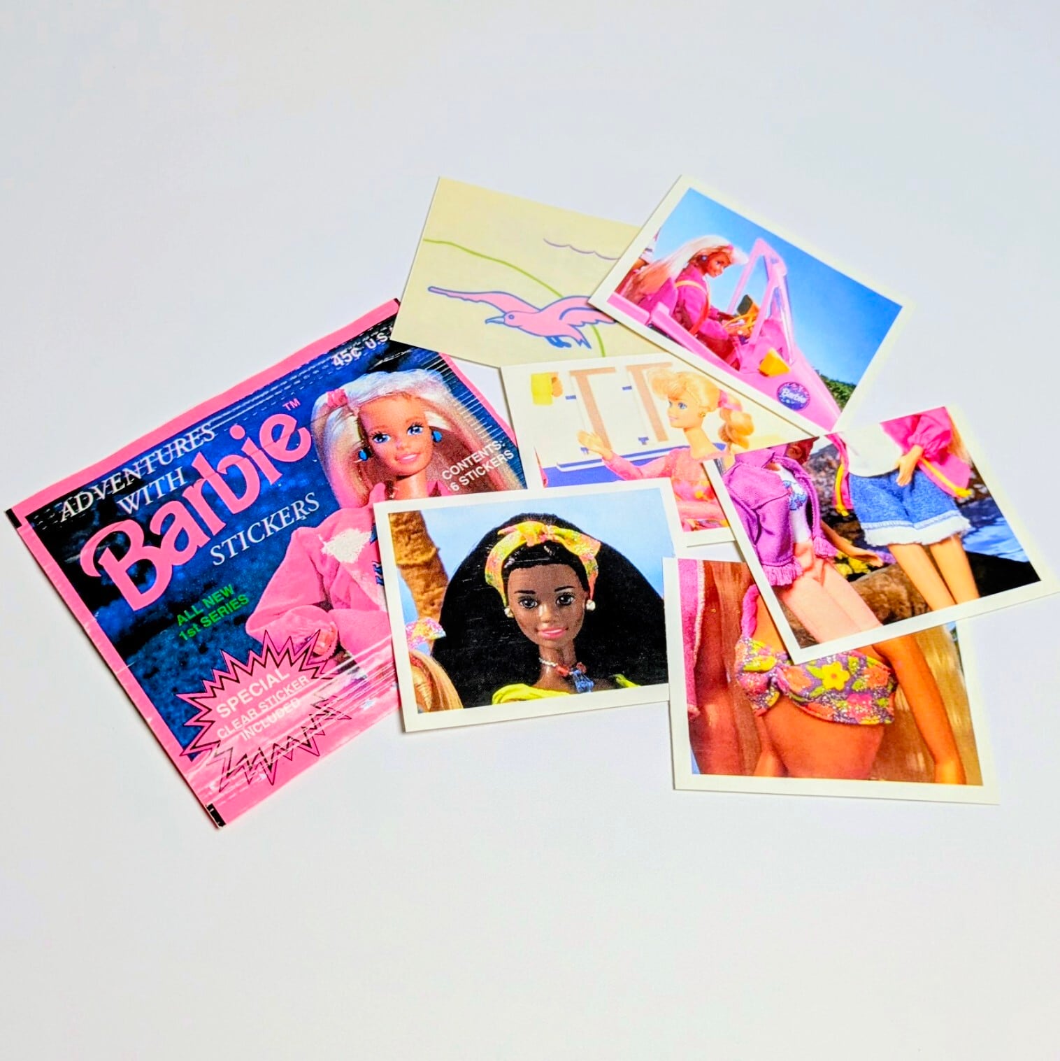 ☆送料無料！☆ VINTAGE 1994 DIAMOND【 Barbie（ バービー ）Adventures with Barbie sticker 】VINTAGE ステッカー 単品 （1個=6STICKER入）〚アメリカン雑貨 アメトイ〛