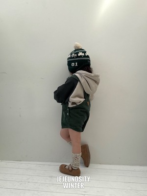 【即納】【JEJEUNOSITY】コーデュロイショートオーバーオール グリーン 80〜120cm 2025 WINTER 韓国子供服