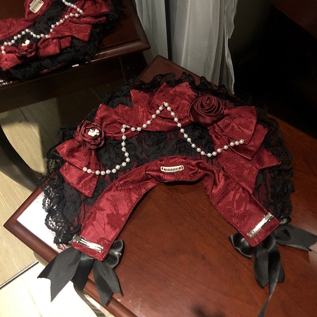 サブカル 服 地雷系 通販 ボンネット ダーク ゴシック レースアップ 薔薇 リボン イベント衣装 コンカフェ