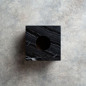 MARBLE SQUARE TISSUE BOX COVER - Black