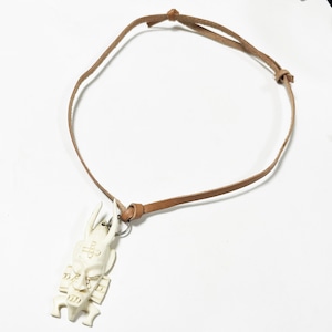 Old Hand Carved Devil Bone Pendant Necklace