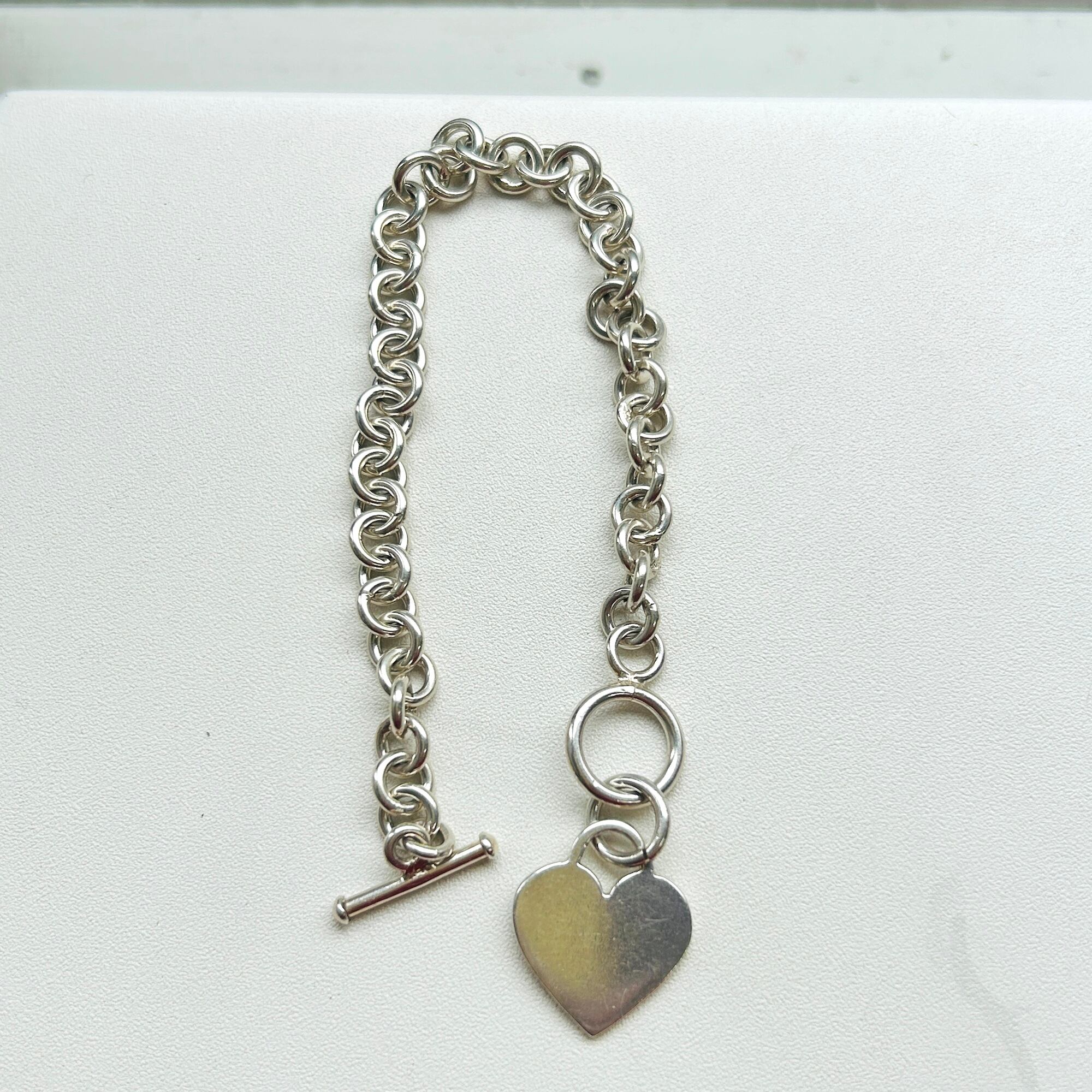 シルバー925 ハートタグトグルブレスレット(18.5cm / 21.5g) | Milo