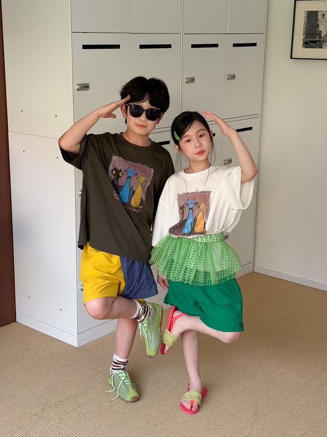 【KID】トリプルキャットプリント半袖Tシャツ - 14