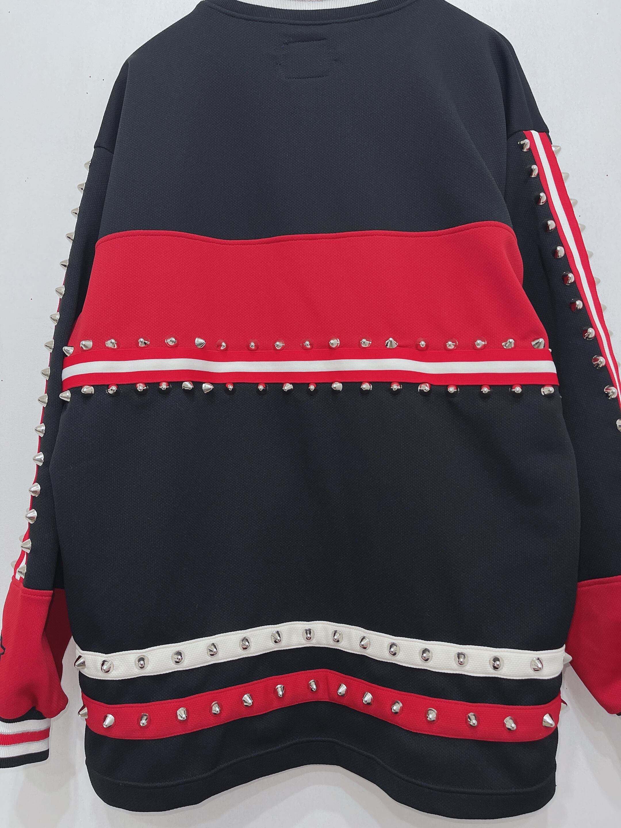し出品　はやとちり　鋲ジャー 黒緑　ラッキー大吉　一点もの　あのちゃん ラッキー大吉】鋲ジャー レッド×ブラック | zetsukigu