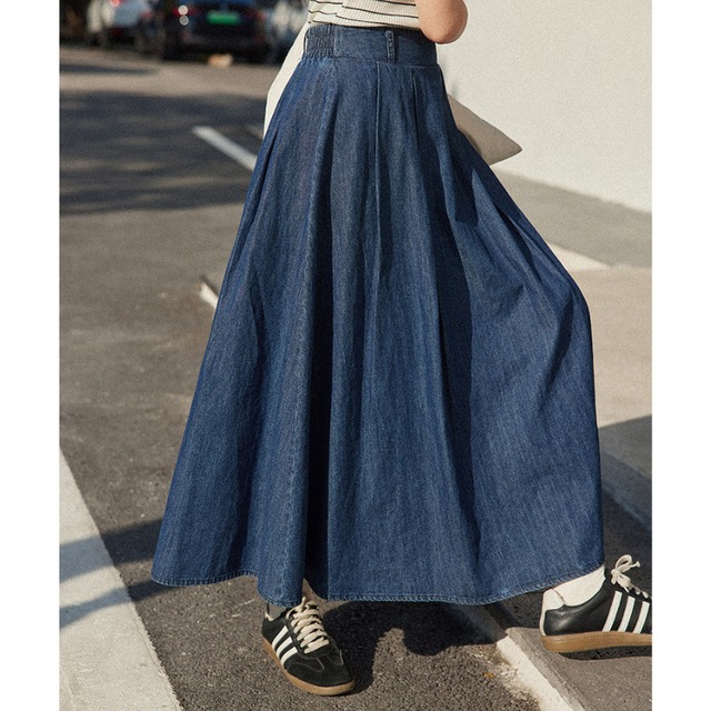 denim long skirt　J00487
