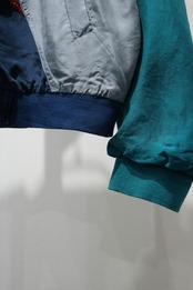 ATHLETIC switching design silk hooded blouson