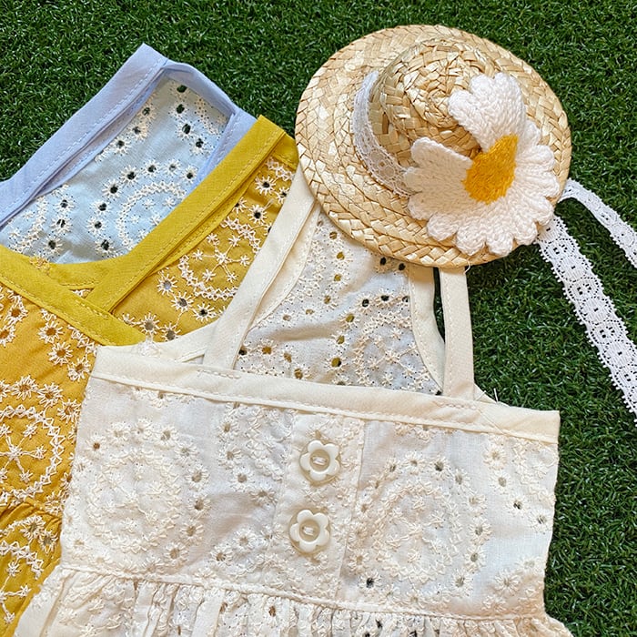 【SALE】 レース麦わら帽子 2TYPE / 犬 麦わら帽子 ドッグウェア 小型犬 中型犬 犬帽子 犬の帽子 夏 hat1