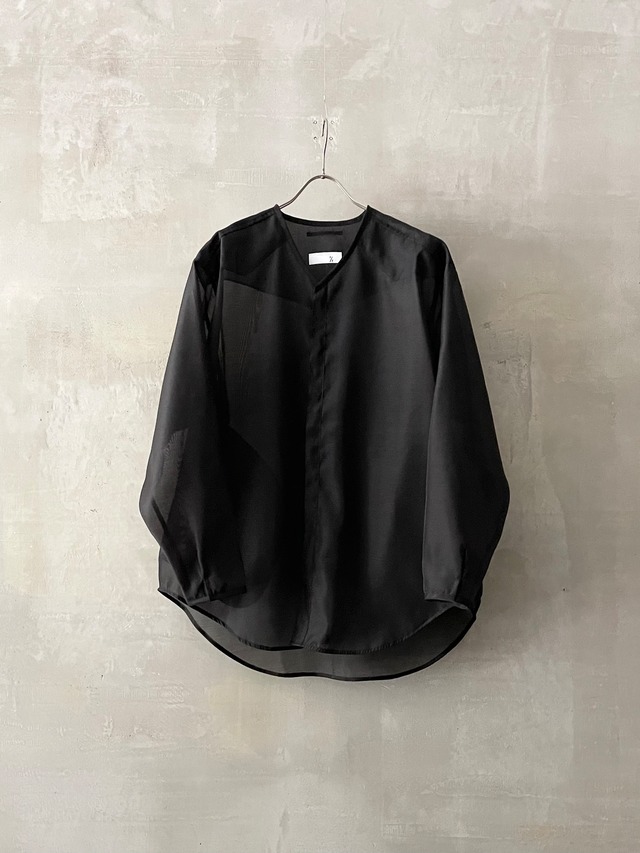 T/f Lv4 organdy collarless western shirt - black