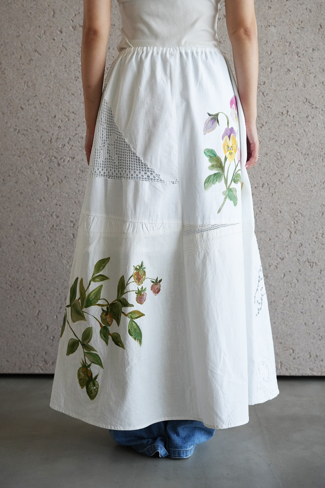 vintage lace skirt white*strawberry
