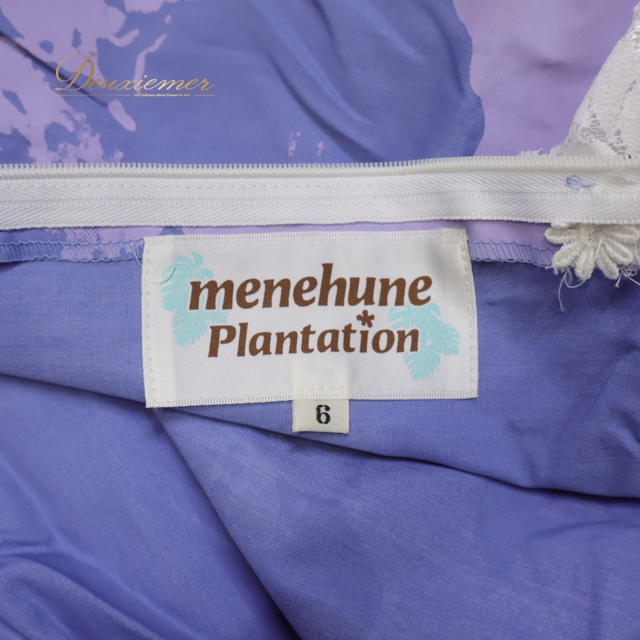【フラダンス衣装】パープル MENEHUNE PLANTETION メネフネプランテーション ワンピース ドレス 紫 白 レース 長袖 かわいい