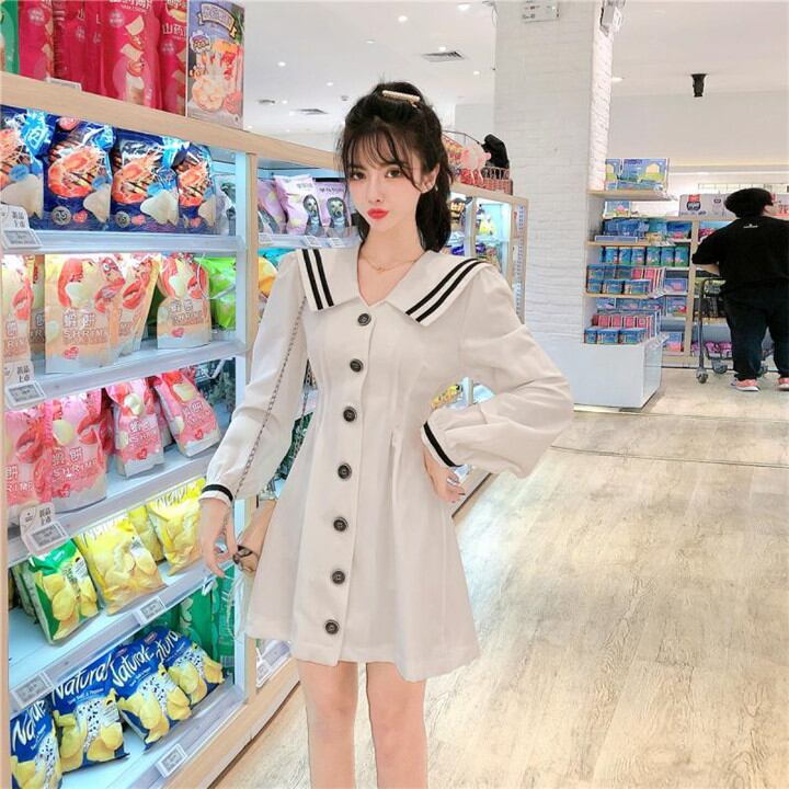 秋 フレンチ ヴィンテージ エレガント スリム 長袖 単体ボタン 百掛け カレッジ風 ワンビース