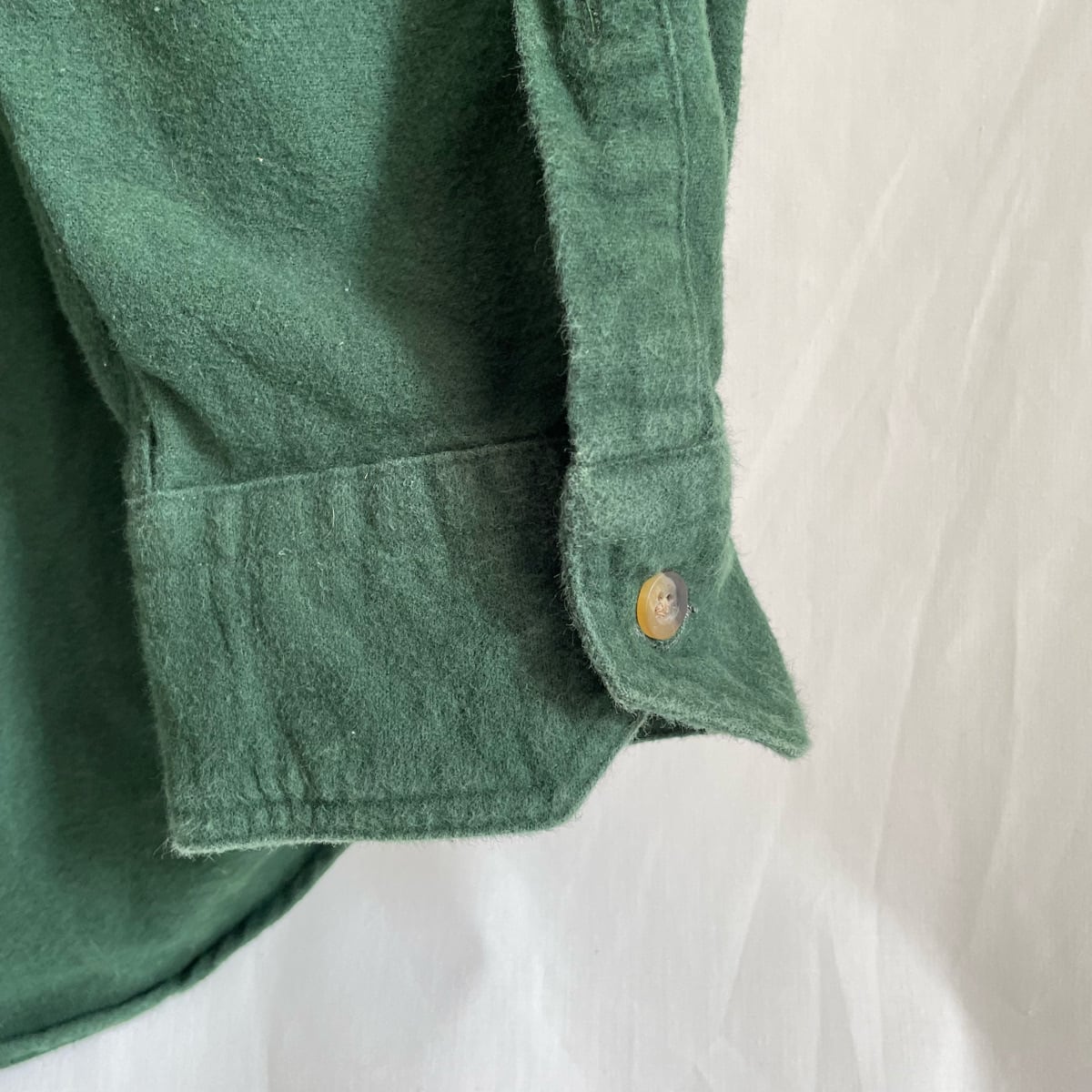 90s LANDS' END シャモアクロスシャツ 古着 ランズエンド 緑 グリーン