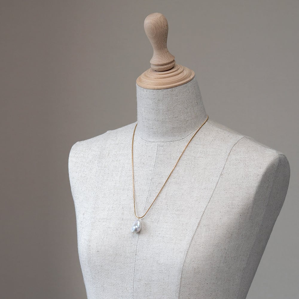 14.0〜16.0mm 大粒バロック 淡水パール ペンダントネックレス