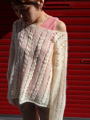 low gauge mohair knit sweater【1768】