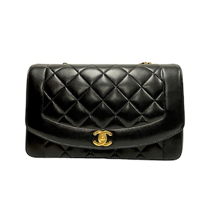 CHANEL シャネル  ダイアナ  マトラッセ チェーン ショルダー バッグ レザー ブラック 8930-202210