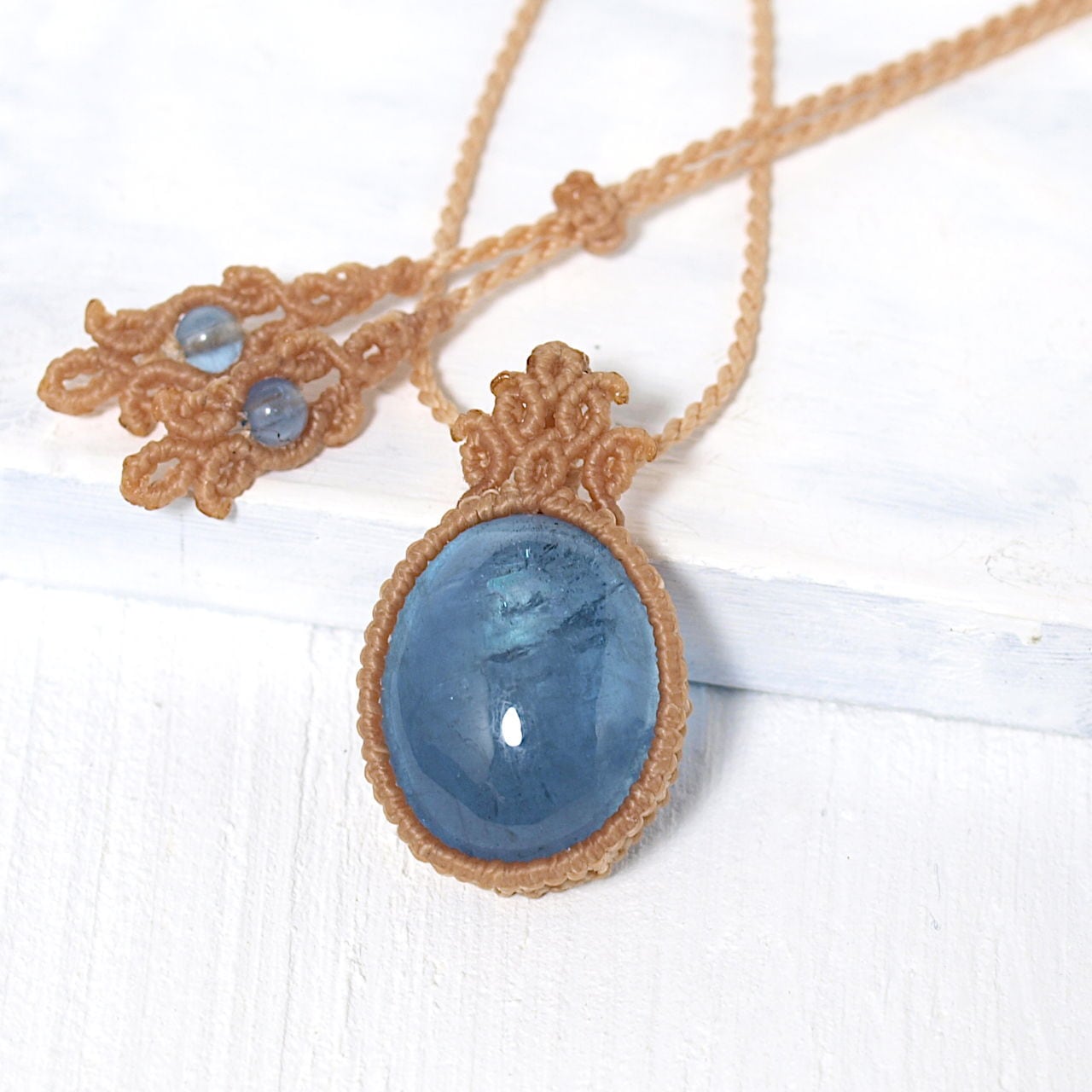 ディープブルー アクアマリン マクラメネックレス 【公式通販】