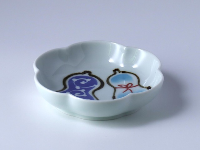 花型小皿　染彩ひょうたん
