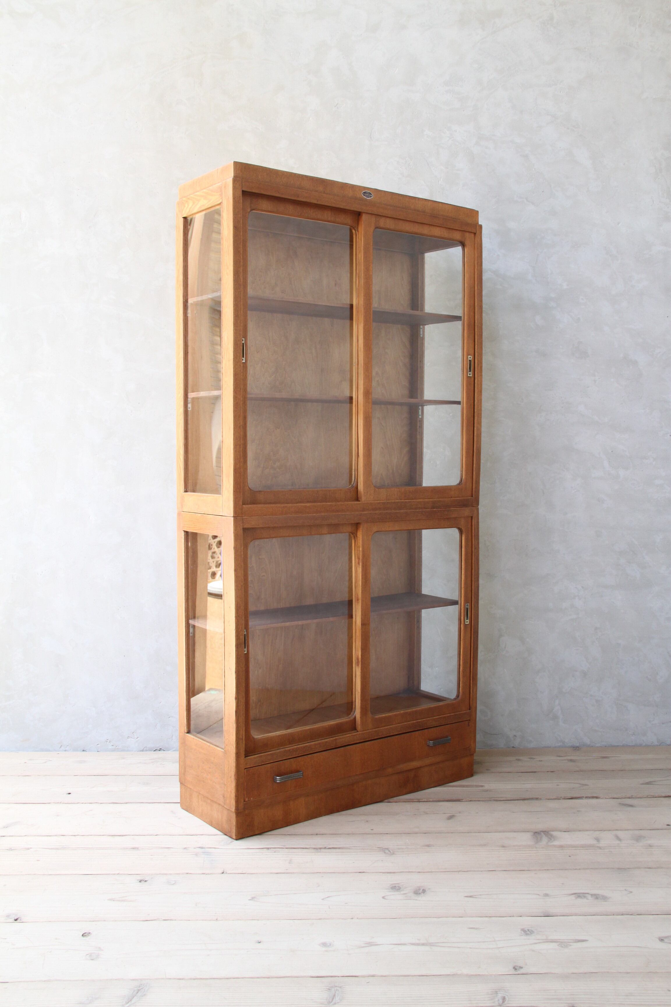 2段のガラスケース 古家具/アンティーク/ガラスケース//収納/ガラス棚