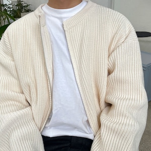 ホワイトニットジップブルゾン　MT0080314