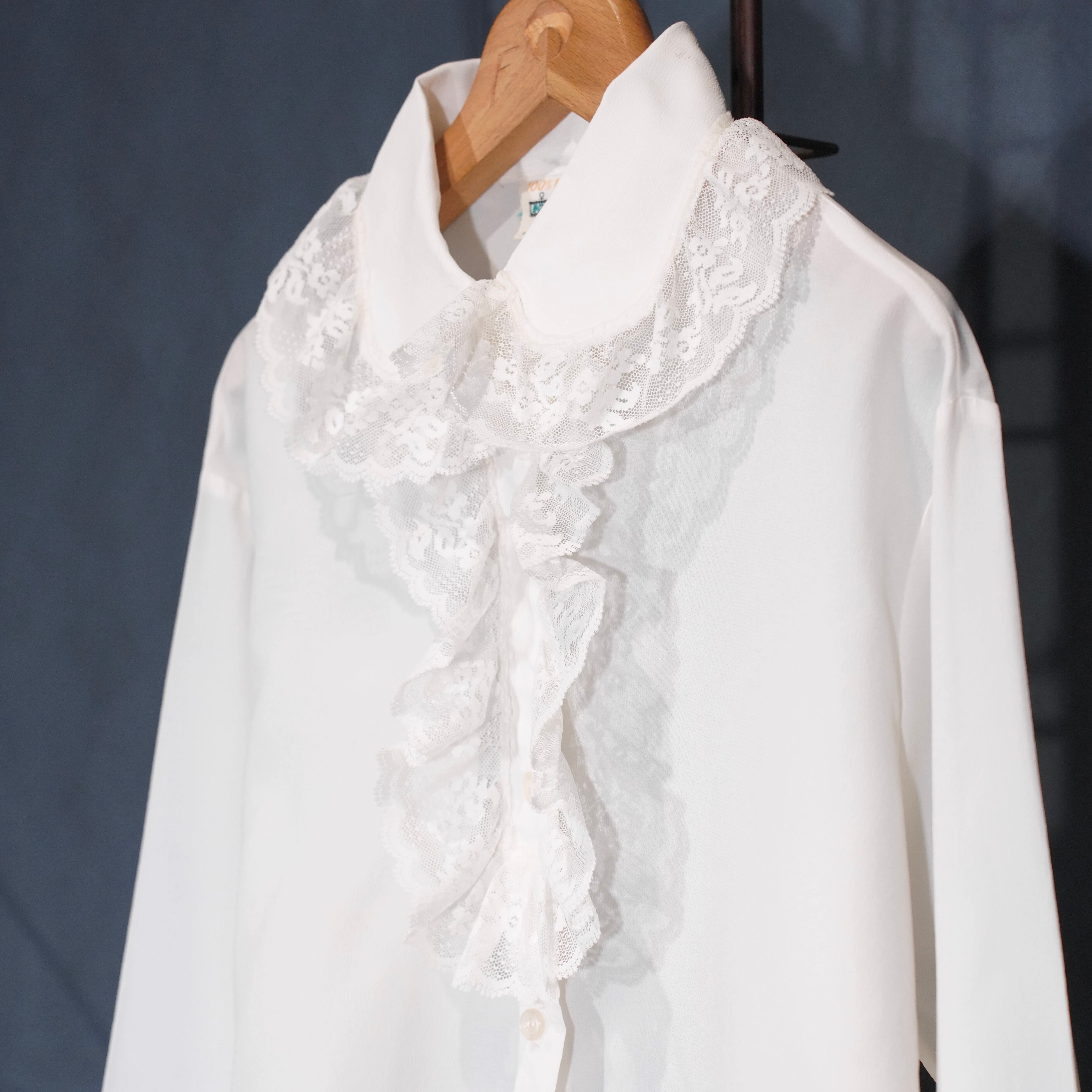 70's EU VINTAGE K-MART LACE FRILL DESIGN BLOUSE/70年代ヨーロッパ