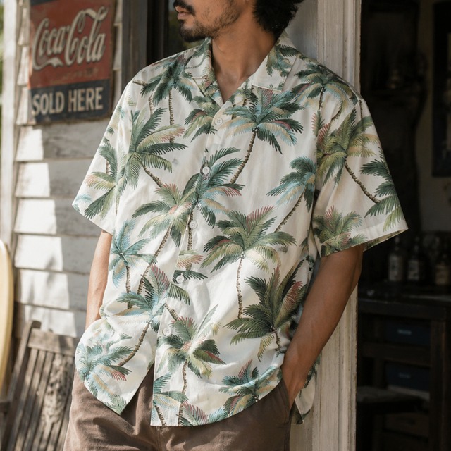 Retro Palm Tree Pattern Short-sleeve shirt 00588