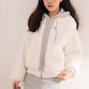 配色ボアフーディージャケット ・75484