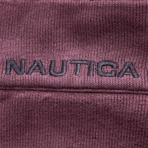 【NAUTICA】ハーフジップ スウェット プルオーバー 刺繍ロゴ ワンポイントロゴ バックロゴ ブラウン X-LARGE ビッグシルエット ノーティカ US古着