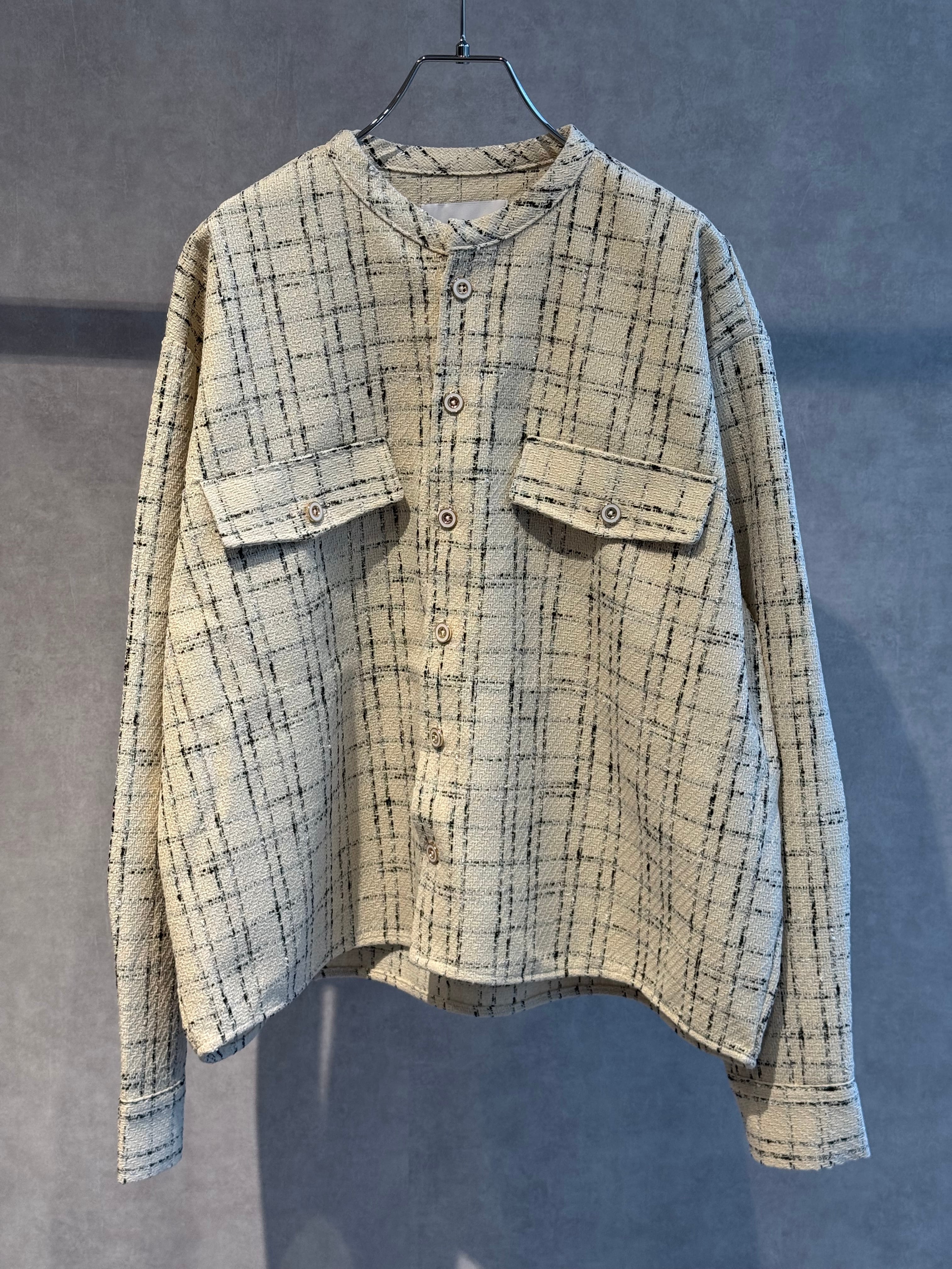 tweed like check jacket cardigan