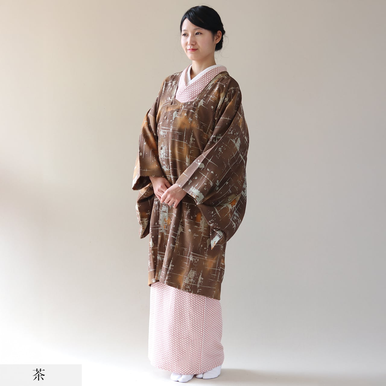 菱衿コート 丹ちり手描絞り | 朱橙｜和装コートのおとづき正規取り扱い店