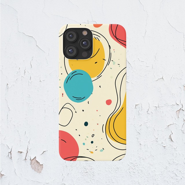 受注生産 iPhoneケース パステル丸の線画ポップ｜レトロポップ PABS045A