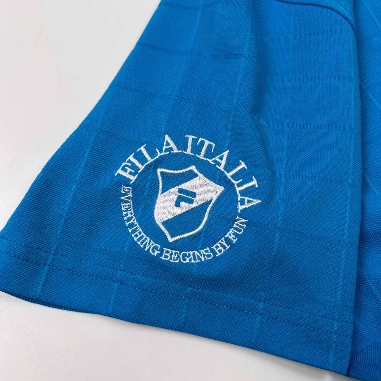 FILA GOLF フィラ ゴルフ 襟チェック柄 BD 半袖 ドライ ポロシャツ サイズ LL /メンズ/ブルー/スポーツ