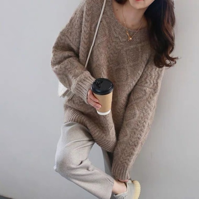 ルーズケーブルニットプルオーバー　　10078