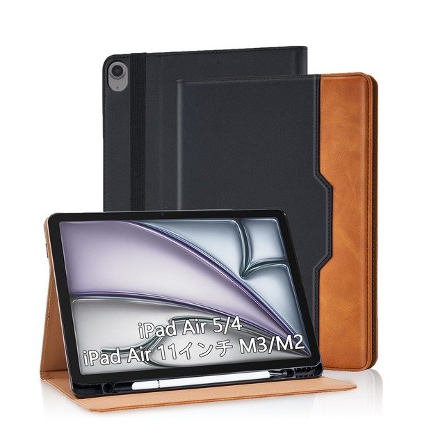 Jajaful適用 iPad Air 11インチ M3/M2 2025/2024 ケース iPad Air 5/4 2022/2020 ケースブラック