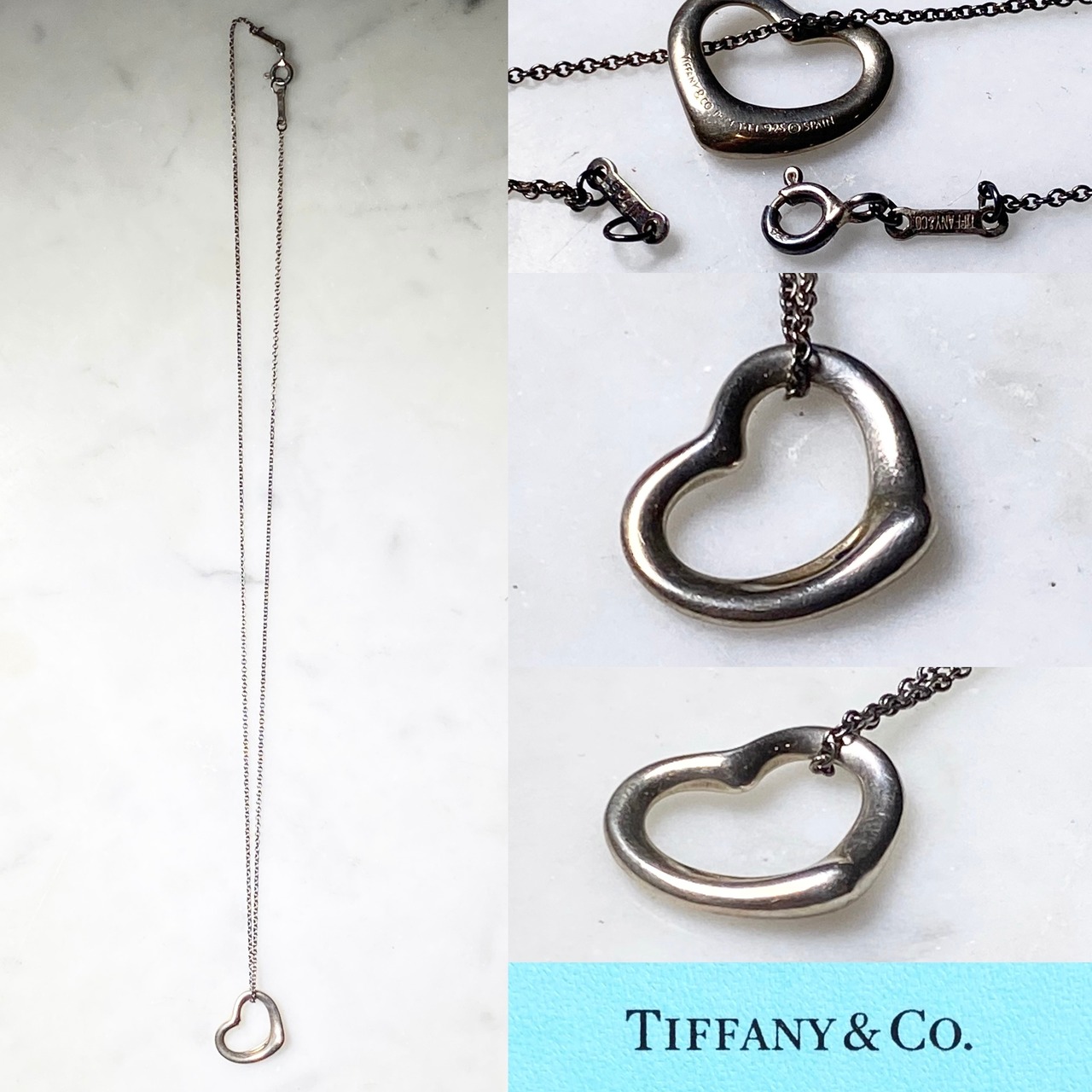 TIFFANY silver pendant necklace “open heart”