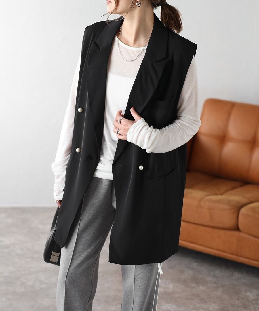 エステルスムースパールボタンベスト【a-50071】.