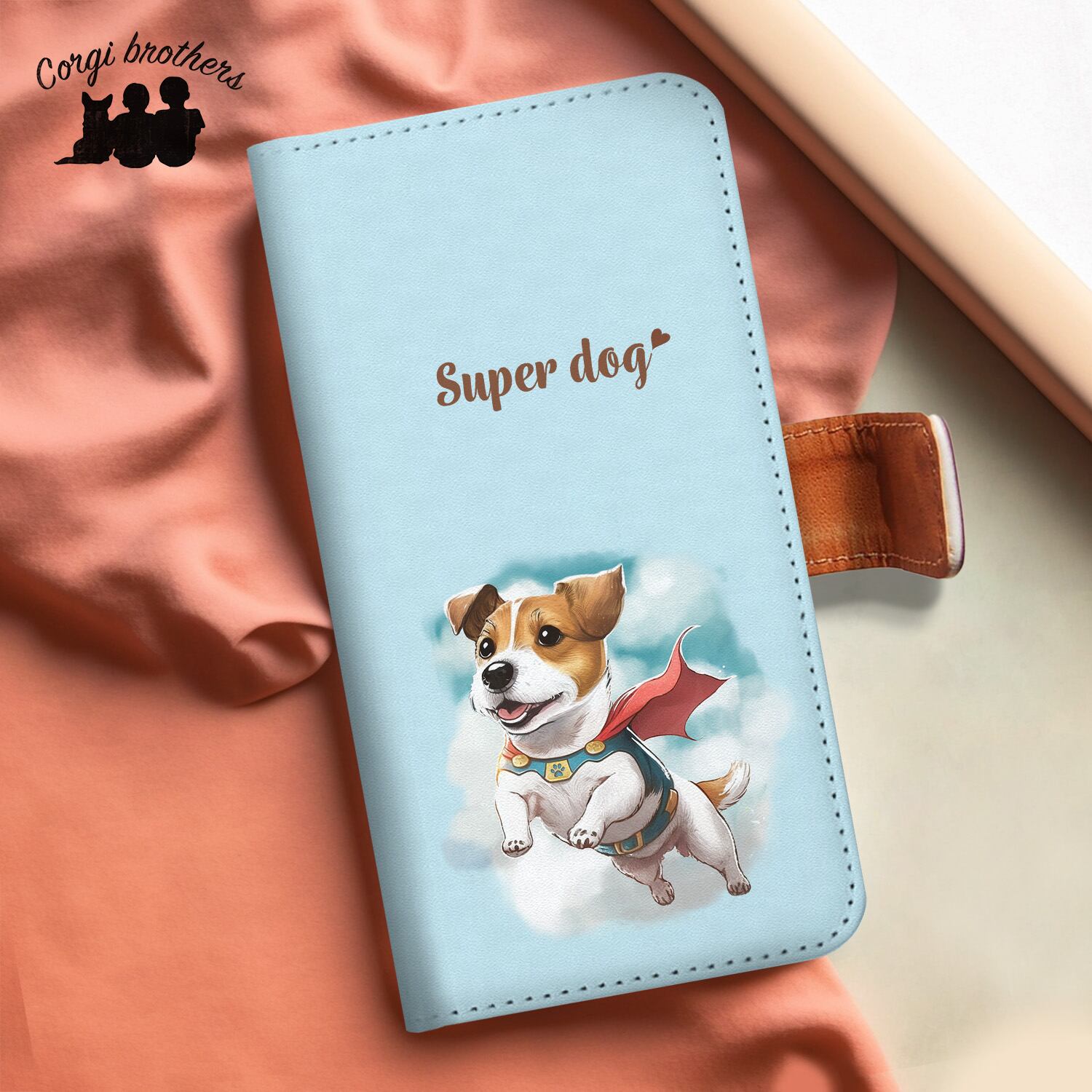 取っ手穴付きギフトバッグ ピンク×女の子、犬の散歩 100枚 取っ手穴付き