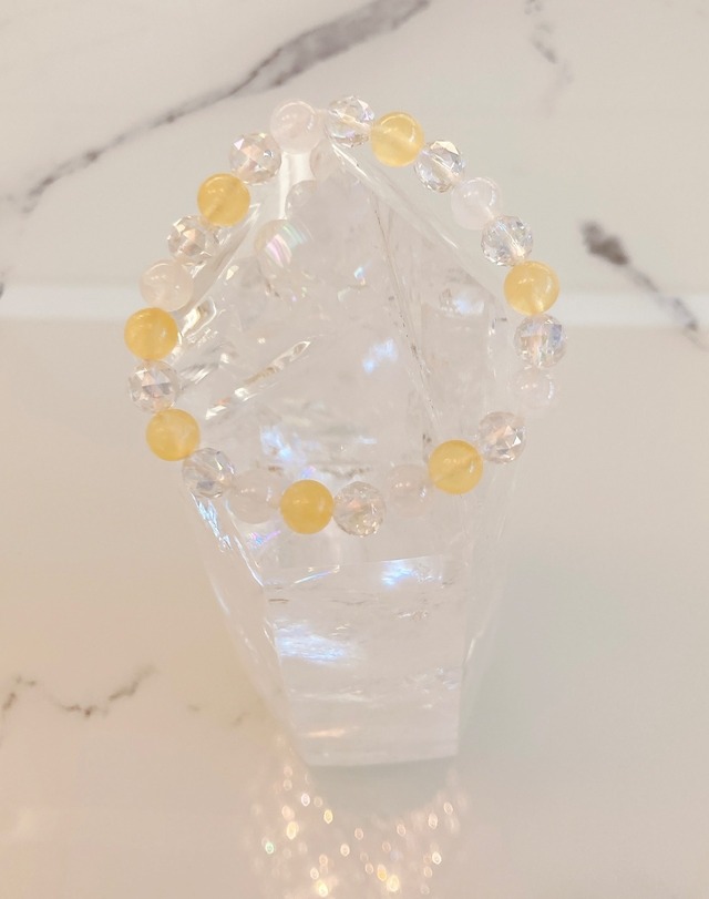 レインボーオーラ・オレンジカルサイト・スノークオーツ　16cm　＝願望成就・潜在能力の開花・心を癒す＝　46-2-1