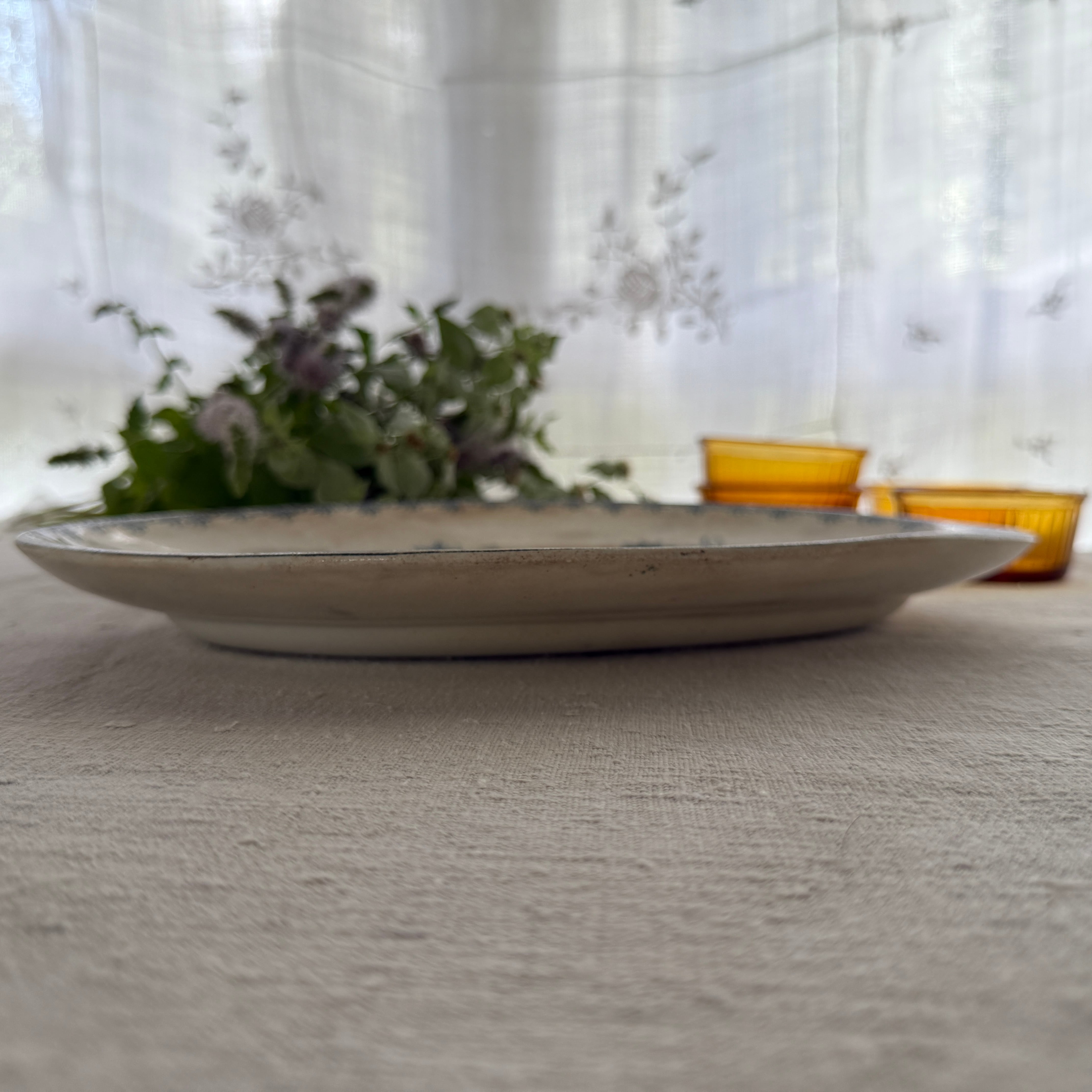 French Antique Oval Plate By Clairefontaine/フランスのクレール