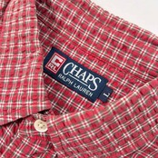 90s CHAPS RALPH LAUREN チャップス ラルフローレン チェック柄 シアサッカー 半袖シャツ L /ビンテージ