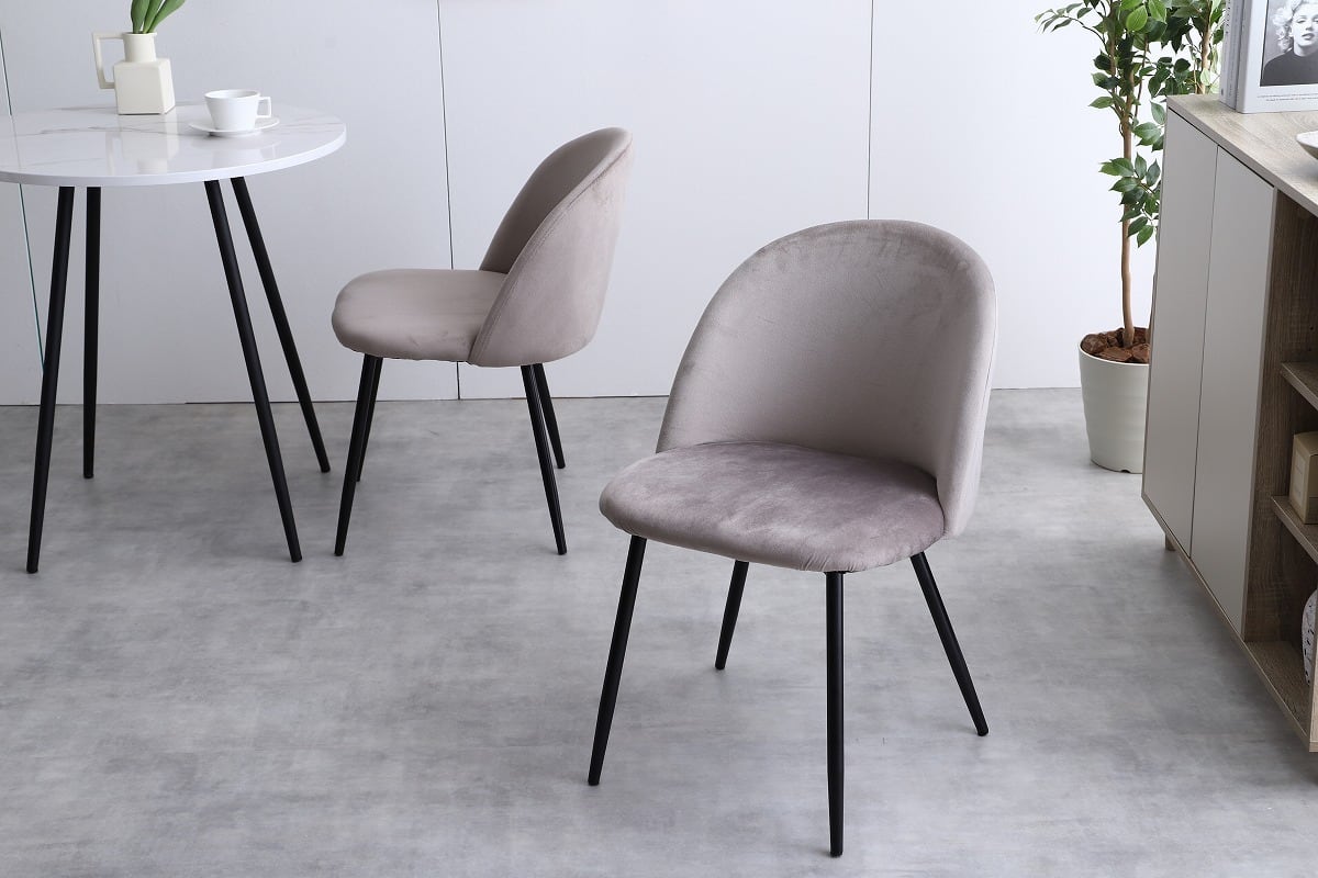 全2色】高級感溢れる大理石柄ダイニングテーブル＆ベロアチェア2脚